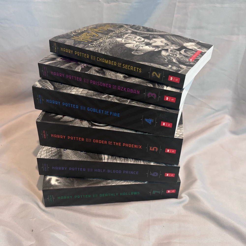 Harry Potter Paper Back Books 2 - 7 Brian Selznick Art Jk Rowling Chamber +